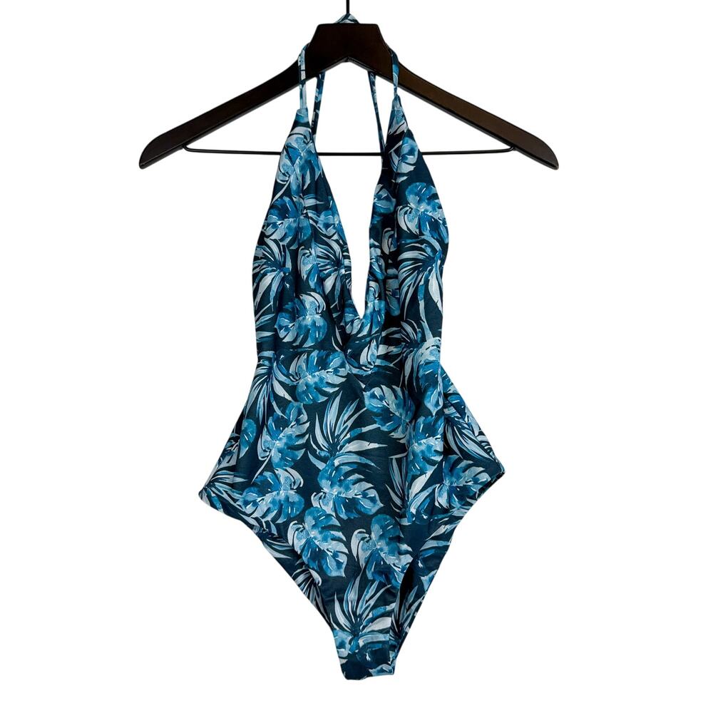 Skatie Blue Leacves Susan One Piece Swimsuit - S